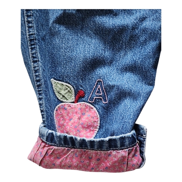 Vintage OshKosh B'gosh 24M Denim Overalls Alphabet Floral Lining 90s - Picture 6 of 12